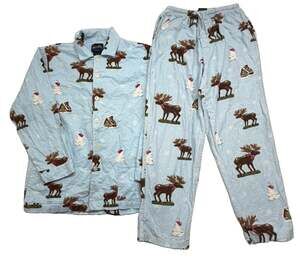 Y2K Nick & Nora Chocolate Moose Whipped Cream M Top S Bottom Cotton Pajama Set